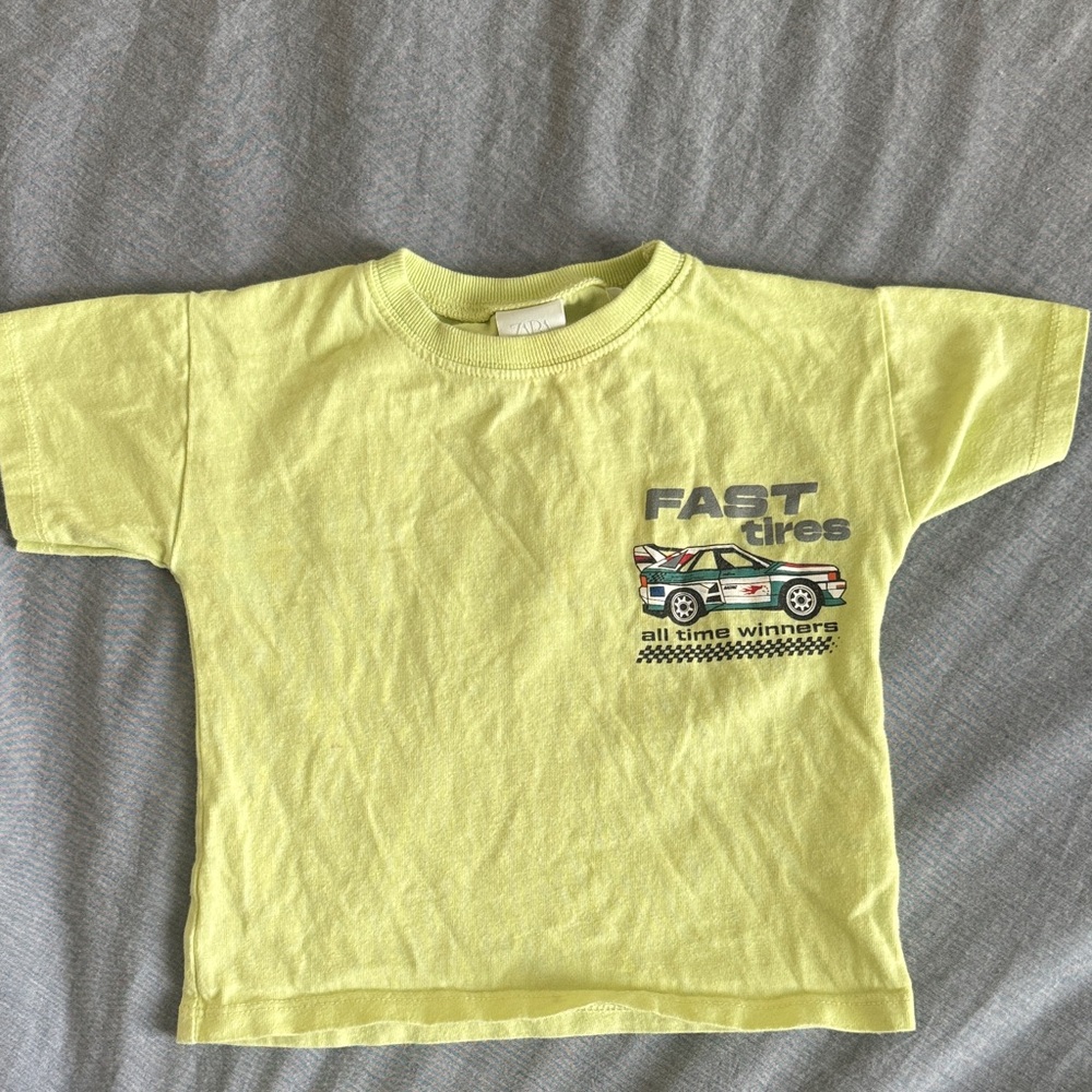 Yellow Graphic T-Shirt with Car Design